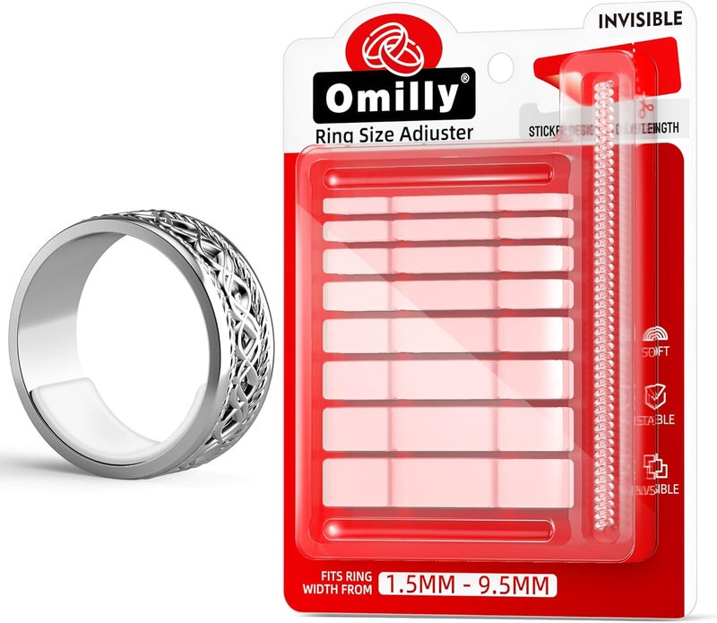 Omilly Ring Sizers for Loose Rings,144 Pack 16 Sizes 6 Sheets Ring Guards,Silicone Ring Size Adjuster Invisible Ring Fitter for Different Band Widths for Women and Men(Transparent) - Image 1